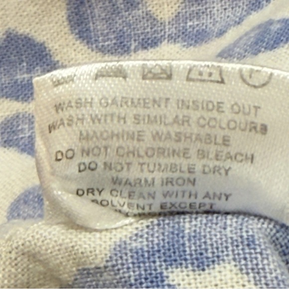 Elegant Blue and White Women's Linen Short Sleeve Dress - Picture 5 of 10